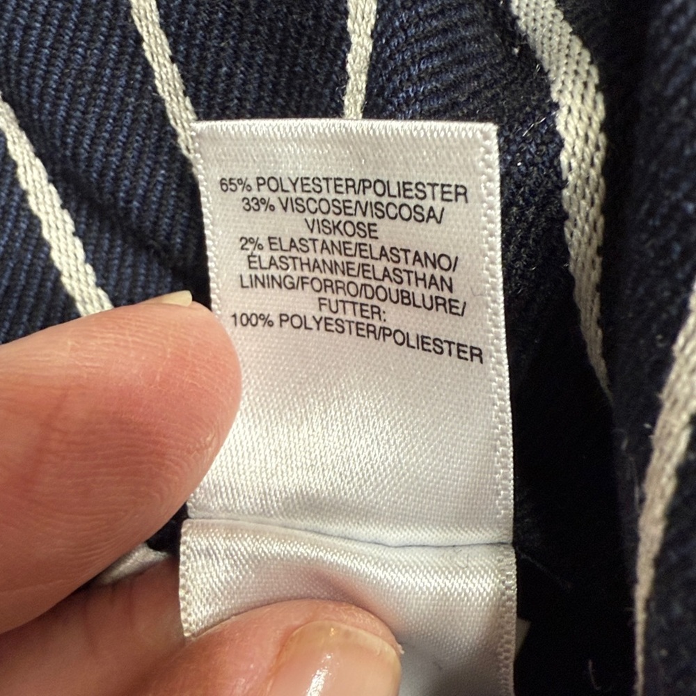 RACHEL Rachel Roy Striped Navy/white Pants SZ 8 high waist wide leg button side - Picture 9 of 10